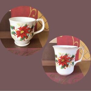 Royal Albert Poinsettia Coffee/Tea Mugs Set of Two
